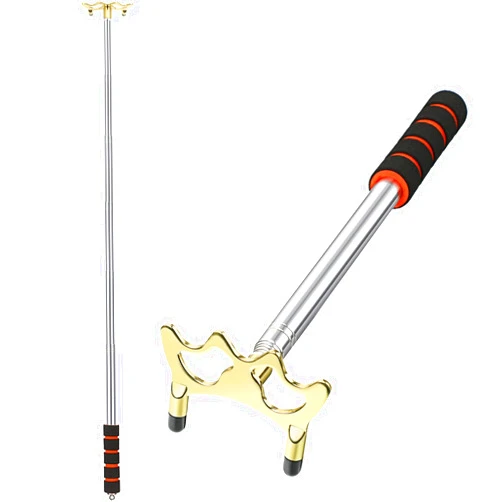 Skylety Pool Cue Snooker Pool Bridge Stick Pool Table Accessories Retractable Billiards Cue Rest with Removable Brass Bridge Head