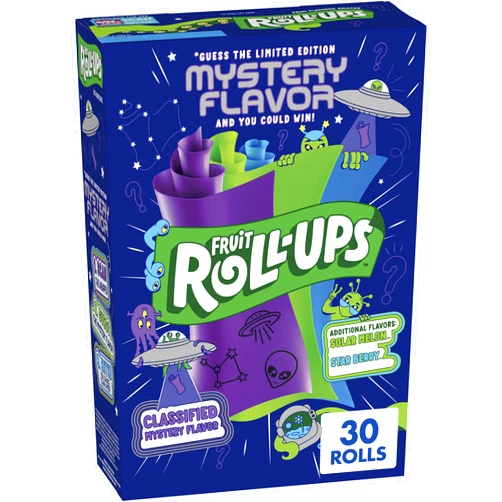 Fruit Roll Ups Fruit Roll-Ups Fruit Flavored Snacks, Mystery Flavor, Solar Melon, and Star Berry, 30 ct