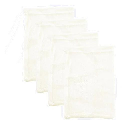 AUXIN Cheesecloth Bags for Straining,Reusable Cold Brew Coffee Cheese Cloths Strainer,Large Nut Milk Tea Juice Bag,100% Natural Cotton Fine Mesh Filter Bags(X-Small,4 PACK)