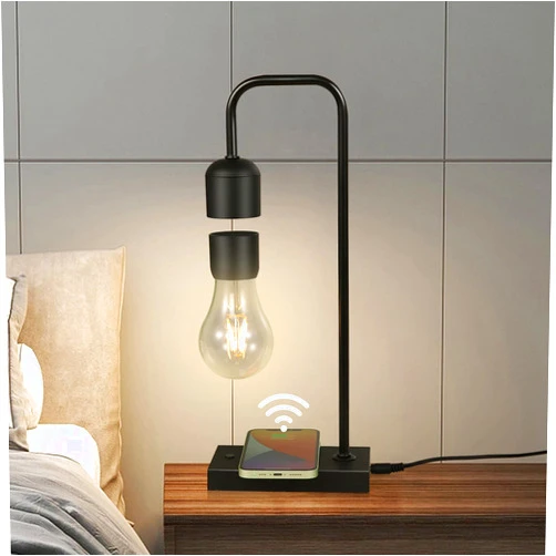DuliCube Unique Magnetic Levitating Lamp with LED Light Bulb Floating in The Air Wireless Charger Auto Control