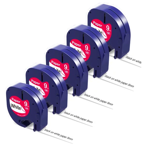 PROFICETIK 5 Pack Compatible with Dymo Label Maker Refills Replacement for Dymo Letratag Refills 9mm x4m(3/8