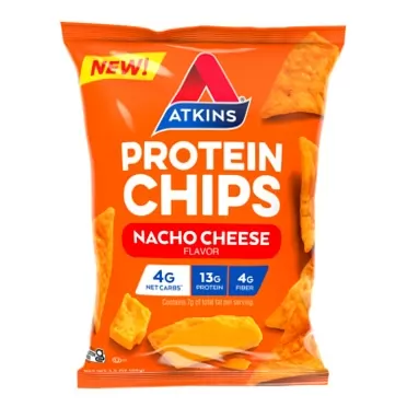 Atkins Protein Chips, Nacho Cheese, Keto Friendly, Baked Not Fried, 12 Count
