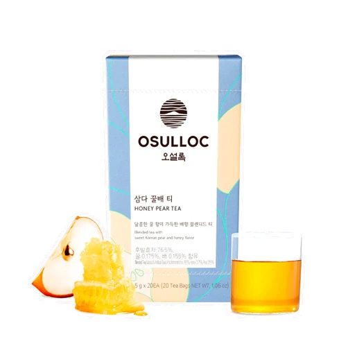 OSULLOC Honey Pear Tea (Sweet Pear & Honey Flavor), Fruit tea Blend, Premium Teabags from Jeju Island, 20 count, 1.06 oz, 30g