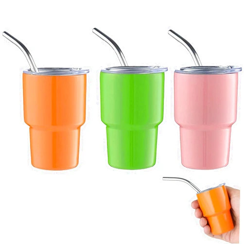 YKX Mini Tumbler Shot Glass with Straw,2023 New Mini Tumbler Shot Glass Set, Mini 2oz Shot Glass Tumbler With Straw & Lid, mini tumbler shot glass For Party,Travel, Camping (3PCS-E)