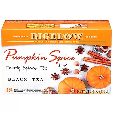 Bigelow Tea Bigelow Pumpkin Spice Black Tea Bags, 18 Count Box (Pack of 6) Caffeinated Black Tea, 108 Tea Bags Total