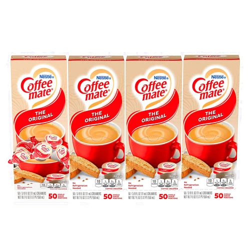 Nestle Coffee Mate Coffee Creamer, Original, Liquid Creamer Singles, Non Dairy, No Refrigeration, Box of 50 Singles (Pack of 4)