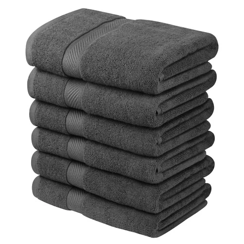 Asiatique Linen Bath Towels Set of 6 Grey - 24 x 48 Inch Premium Luxury 100% Cotton bathroom towels - Highly Absorbent & Ultra Durable Bath Towels for Bathroom, Pool, Spa & Hotel – Quick Drying Luxury