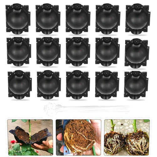 Nutroeno 15 pcs Plant Root Growing Box Cloning Ball - Air Layering Reusable Plant Rooting Device, High Pressure Grafting Propagation Ball, Assisted Cutting Rooting for Plants Asexual Reproduction(S)