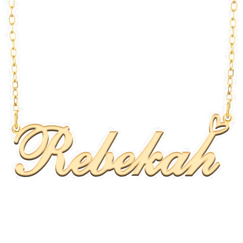 RONKAHSHOW Custom Pendant Name Necklace Customized Personalized 18K Gold with Heart Necklace Best Gift for Women New Year Birthday Mother’s day Christmas wedding Party Gold