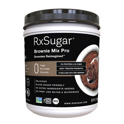RxSugar Brownie Mix Probiotic 1.7 lbs | 0 Net Carbs | Keto Certified | Non-GMO Project Verified | Gluten-Free | Chocolate Mug Brownie Allulose - 2 Pack