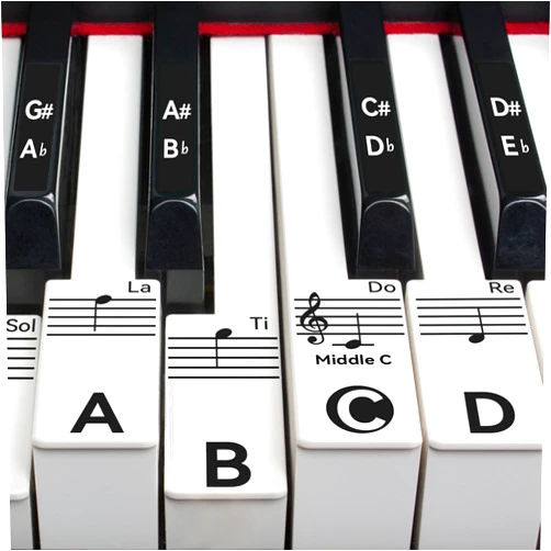 Runzoos Piano Key Stickers for 88/76/61/54/49 Keys, Removable Piano Stickers for Beginners, Piano Keyboard Stickers for Kids, Keyboard Stickers for Piano Keys, Piano Key Labels Notes (Black)