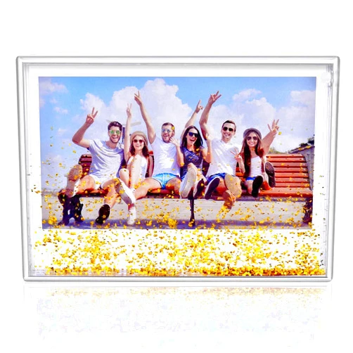 Kingho Glitter Picture Frame Cute Liquid Acrylic Photo Frames for Family Friends Couples Gifts, Mount for 4x6 inch (10x15 cm) Picture