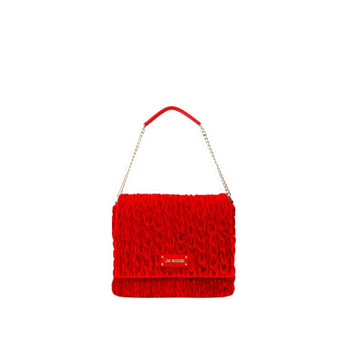 Love Moschino Women's Gathered Velvet Flap Over Shoulder Handbag