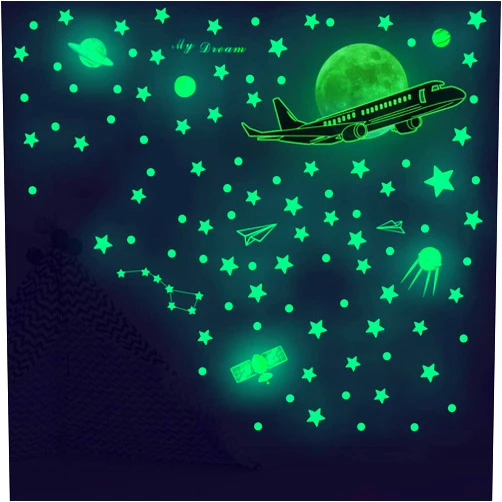 M MLM Glow in The Dark Wall Decals - Stars Planets Paper Airplane Moon Universe Wall Stickers - 400 PCS Glowing Starry Sky Wall Stickers - Best Gift for Kids Bedroom Nursery Home Decoration Party Birthday