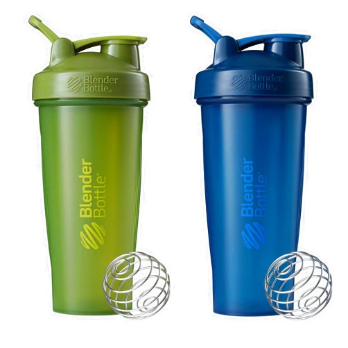 BlenderBottle Classic Shaker Bottle Perfect for Protein Shakes and Pre Workout, 28-Ounce (2 Pack), Moss and Navy