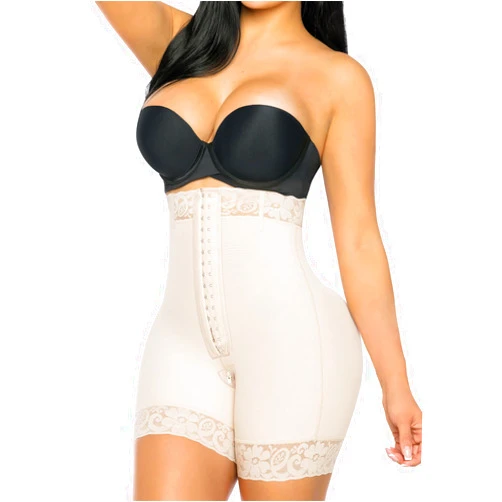 YIANNA Tummy Control Shapewear for Women Strapless Fajas Colombianas Body Shaper Shorts Butt Lifter with Zipper Crotch