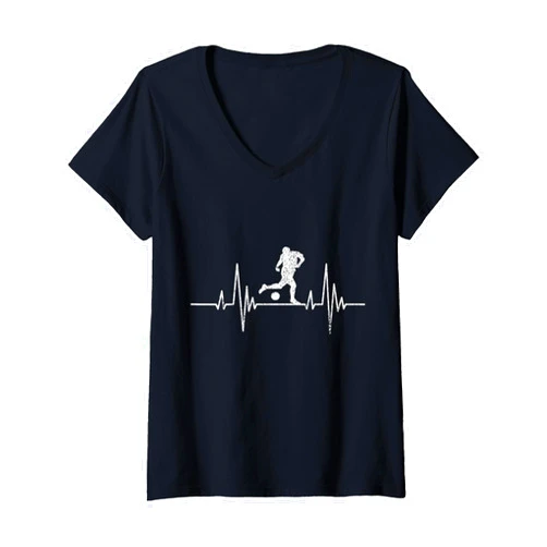 Fußball Herzfrequenz Fußballtrainer Fußballoutfit Womens Football Jersey Football Clothing V-Neck T-Shirt