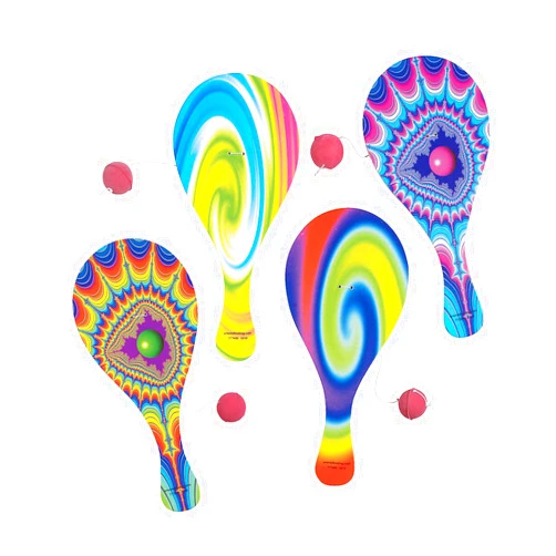 Fun Express Psychedelic Paddle Ball Games (Set of 12) Kids Toys and Party Favors