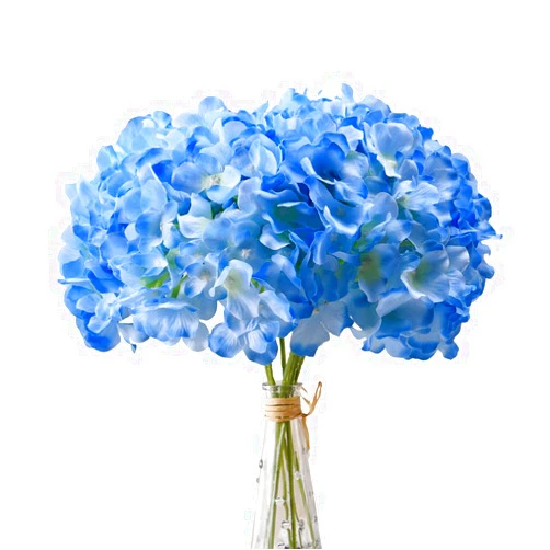AVIVIHO Blue Hydrangea Silk Flowers Heads Pack of 10 Full Hydrangea Flowers Artificial with Stems for Wedding Home Party Shop Baby Shower Décor