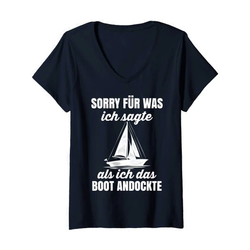 Segeln Tshirt Segelboot Schiff Regatta Kapitän Womens Sailing gift for sailors boats sailor sailing ship skipper V-Neck T-Shirt