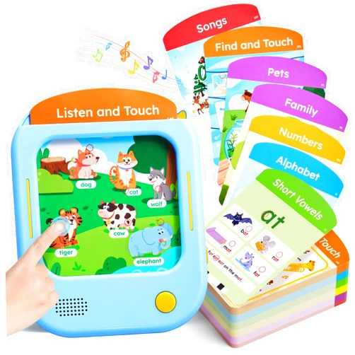 JoyCat Kids Learning Tablet: 156 Pages Tap-to-Read Flash Cards with 20 Listen & Find Games, Montessori Toy for Alphabet, Phonics, Words, Simple Math, Colors, Shapes & Songs - Autism Gifts (Ages 2-6)