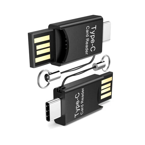 SCORLTEC 2 in 1 USB Type C Card Reader for Microsd/TF Memory Card,2 Pack (Black)