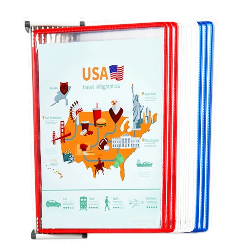 Tarifold Wall Mounted Reference and Display System - National Flag: USA - 10 Double Sided Pockets - Letter-Size (W291USA)