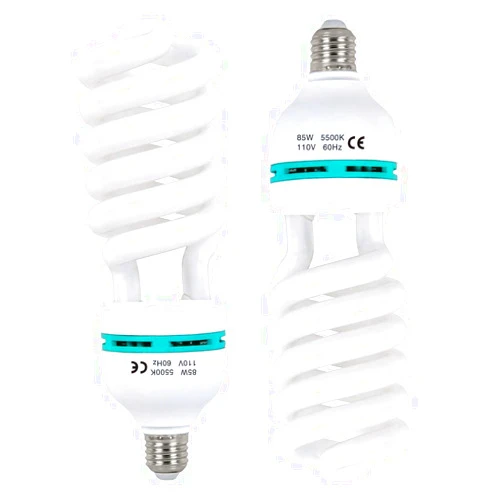 AQIRUI 2 x 85W Light Bulb 5500K CFL Daylight Spiral Softbox Bulb in E27 Socket for Photography Photo Video Studio Lighting