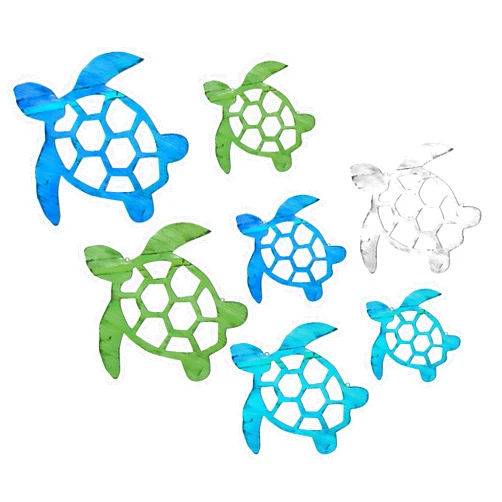 CroBlissful 7 Pcs Metal Sea Turtle Wall Art Decor Beach Theme Decor Ocean Beach Wall Hanging Coastal Turtle Decor for Indoor Outdoor Bathroom Beach Garden Pool Home Living Room