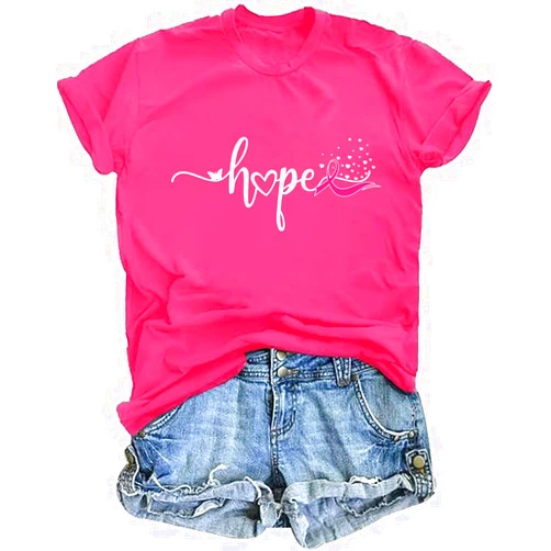 YHHR Breast Cancer Shirts for Women Cancer Awareness Tee Pink Breast Cancer Tshirt Gift for Woman Survivor Cancer Shirts
