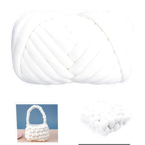 Moon Waves Chunky Cotton Yarn for Arm Knitting Crochet Super Saver Jumbo Giant Bulky Premier Yarn for Making Pets House Blanket (Pure White)