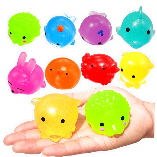 Ganjiang 8 Pack Jumbo Glitter Mochi Squishy Toys Animals Squishy Stress Relief Toys Kids Party Favors