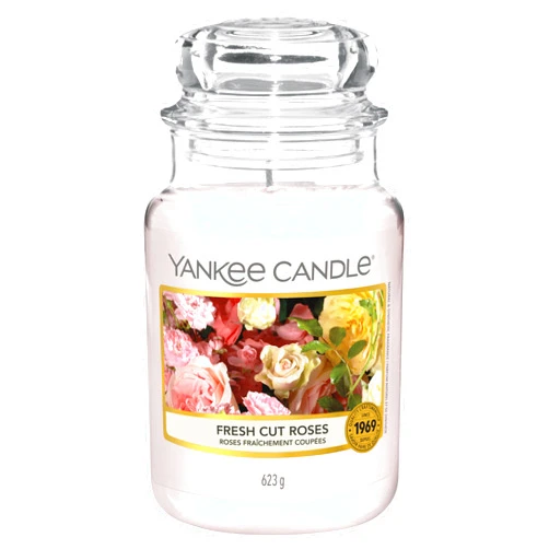 YANKEE CANDLE Large Jar Scented Candle, Fresh Cut Roses, Up to 150 Hours Burn Time