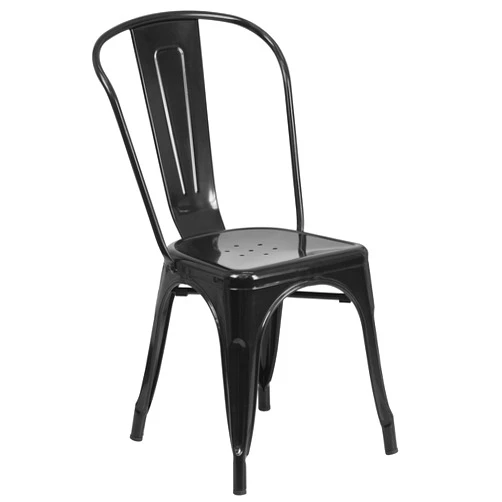 Flash Furniture Perry Commercial Grade Black Metal Indoor-Outdoor Stackable Chair