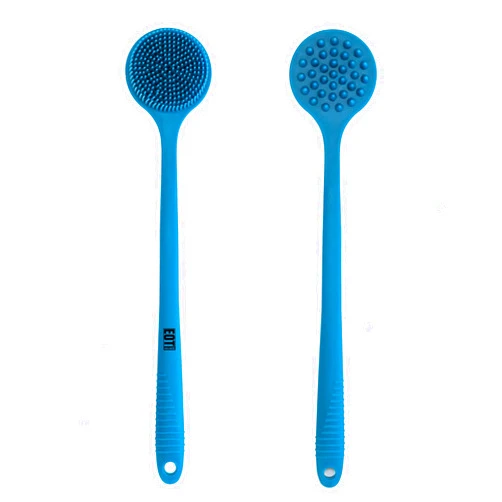 EOT Wellness Bendable Long Handled Silicone Back & Scalp Scrubber - Bath Shower Back Brush, Shampoo Scalp Massager, Shampoo Brush (Blue Sapphire)