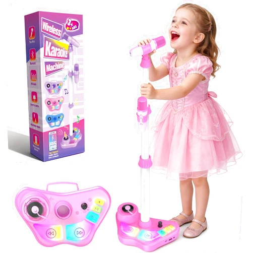 Delighkidz Kids Stand Karaoke Machine Toys for 3 4 5 6 7 8 Year Old Girls Gift, Kid Rechargeable Microphone Toddler Birthday Gift Singing Toy for Girl Ages 3-5 4-6, Portable Bluetooth Speaker with 2 Mics