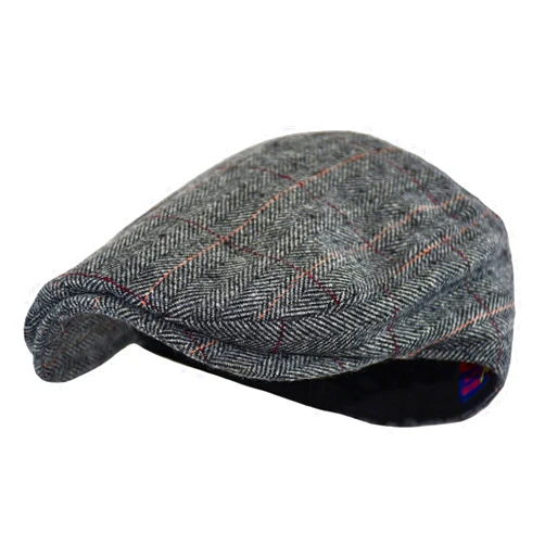 Wonderful Fashion Men's Classic Herringbone Tweed Wool Blend Newsboy Ivy Hat (Large/X-Large, Charcoal)