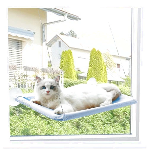 DoggieKit Cat Window Perch Hammock Window Seat-Large Cat Hammocks Bed for Indoor Cats with 4 Strong Scution Cups,Kitty Sunny Bed Window Sill Shelf Sturdy Resting Seat Holds Up 40lbs Pet Hammocks