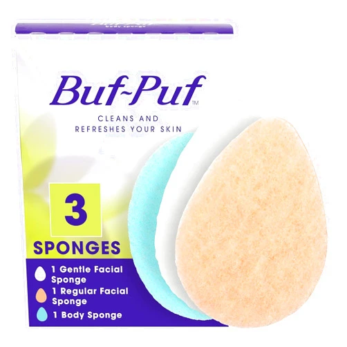 Buf-Puf Multi-Pack Exfoliating Sponges – Facial and Body Cleansing, Dermatologist Developed – 3 Pack