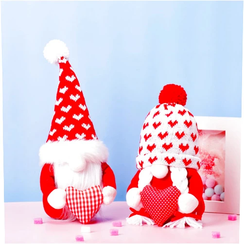 Ni-JASW Sweetheart Valentine Gnomes, Valentines Day Decorations Plush Swedish Tomte Valentines Day Gift Table Tiered Tray Decor