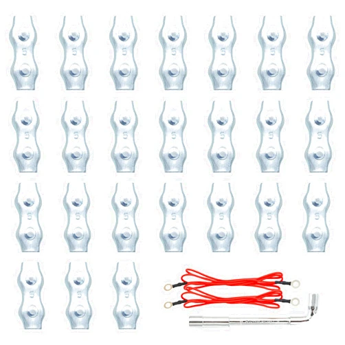 Voefig Heavy Duty M5 Poly Rope Connectors Wires Splicer Galvanized Steel Connector Kit,Electric Fence Rope Connection (24)