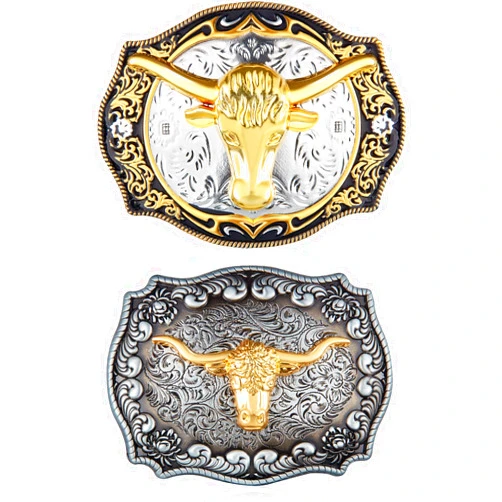 WILLBOND 2 Pieces Longhorn Bull Belt Buckle Cowboy Belt Buckle Western Rodeo Bull Buckle for Men
