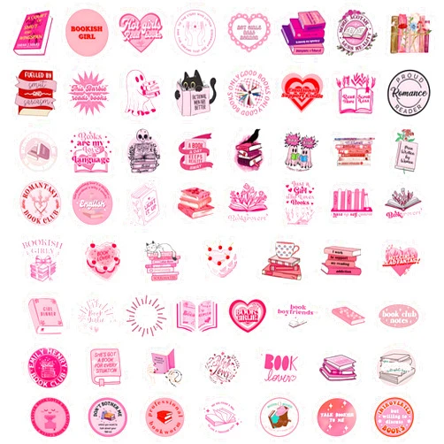 Jaczora 180PCS Pink Bookish Stickers, Reading Stickers Kindle Stickers, Pink Preppy Stickers Book Aesthetic Gifts for Book Lover Woman Girls Readers Vinyl Waterproof for Laptop Water Bottle Computer Phone