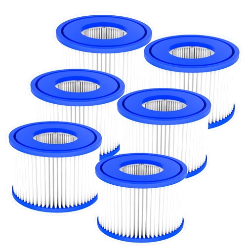 WWD POOL 6 Pack Type VI Hot Tub Filter Spa Filter Cartridge Replacement Compatible with Swimming Pool Pump, Lay-Z-Spa Filter, Intex, Inflatable Hot Tub, Coleman SaluSpa 90352E, 58323E, 58324