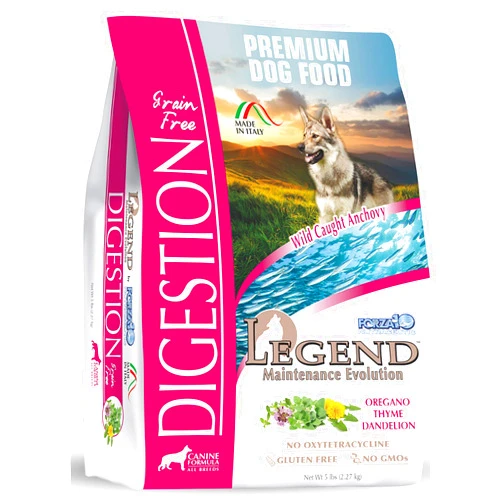 Forza10 Legend Digestion Dry Grain Free Dog Food, Sensitive Stomach Dog Food with Curative Herbs, 5 Pounds, Premium Quality Wild Caught Anchovy Flavor, for Adult Dogs, All Breeds