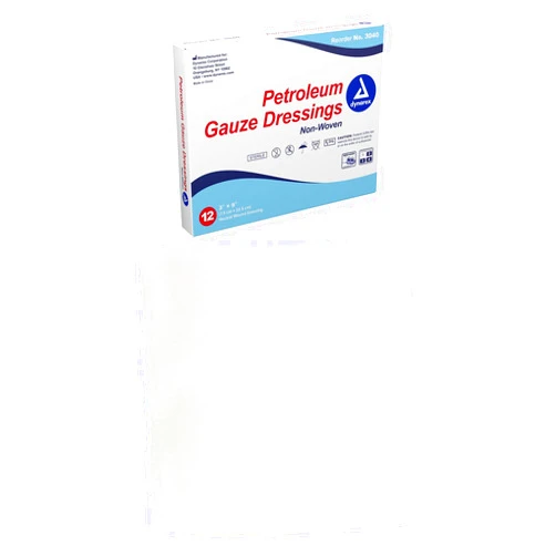 Dynarex Sterile Petroleum Non Adhering Gauze Dressing for Wounds, 12 Count