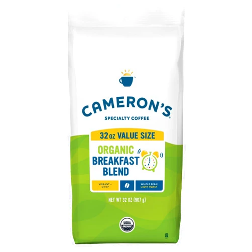 Cameron's Coffee Roasted Whole Bean Coffee, Organic Breakfast Blend, 32 Ounce