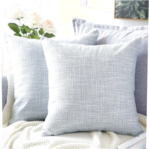 OTOSTAR Linen Throw Pillow Covers Set of 2 Decorative Square Pillowcases Cushion Covers 28x28 Inch for Home Decor Sofa Bedroom Car 70 x 70 CM Blue Grey