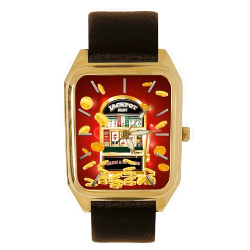 Collectible Watches Eye-Catching Las Vegas Slot Machine Gambling Collectible Solid Brass Tank Watch. 34 mm Small/Medium Size, superbrass.com-188A