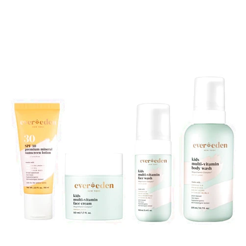 Evereden Kid Daily Routine Face Wash, Face Cream, SPF 30 & Body Wash: Melon Juice | Made With Clean and Non-toxic Ingredients | Gentle Skin Care for Kids